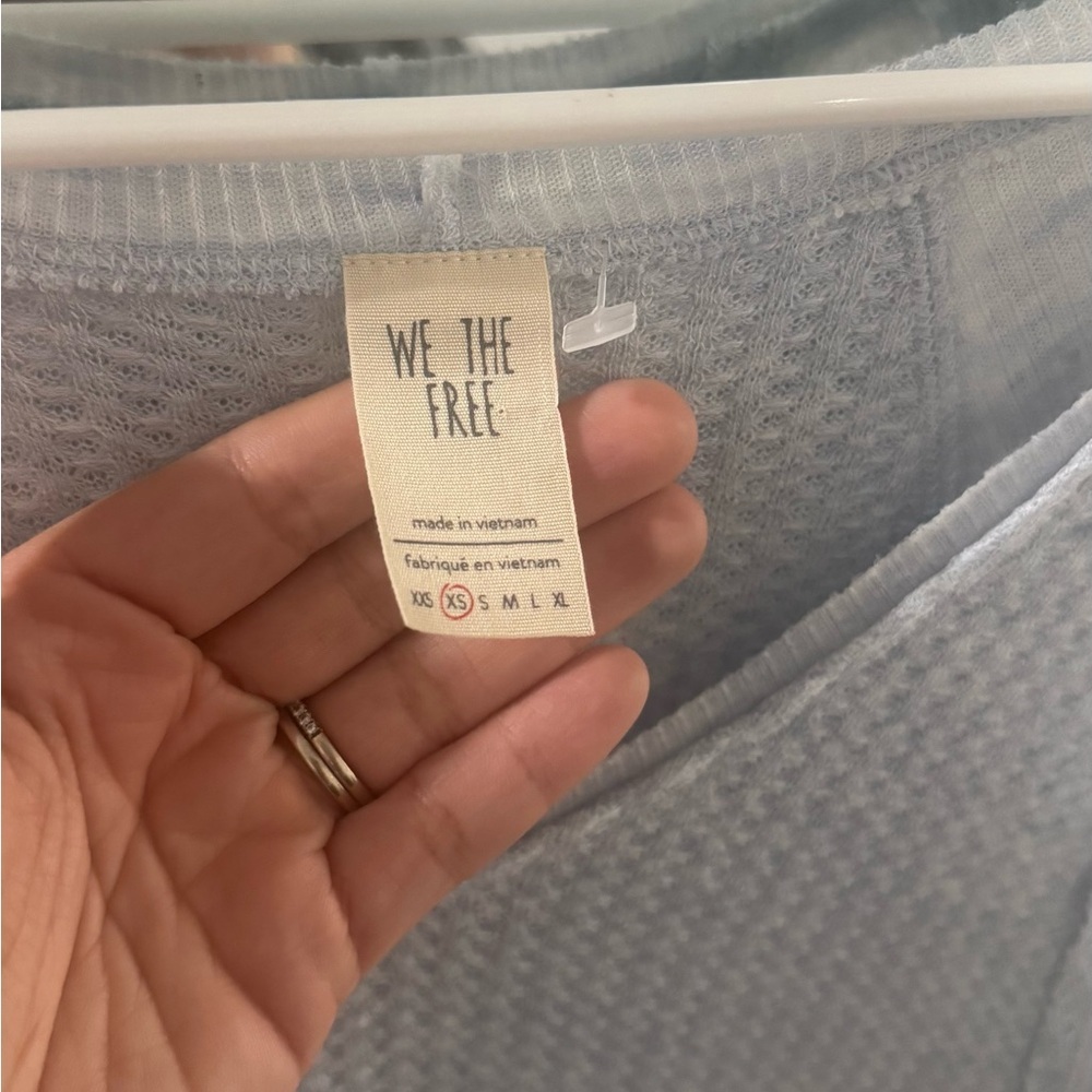 FREE PEOPLE Catalina Thermal Long Sleeve Top- Sky Blue - Picture 6 of 6